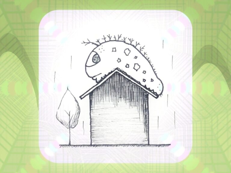 アニメにでてくる蟲は日常に⁉︎ 家の屋根を覆う異世界の謎生物のイメージイラスト。